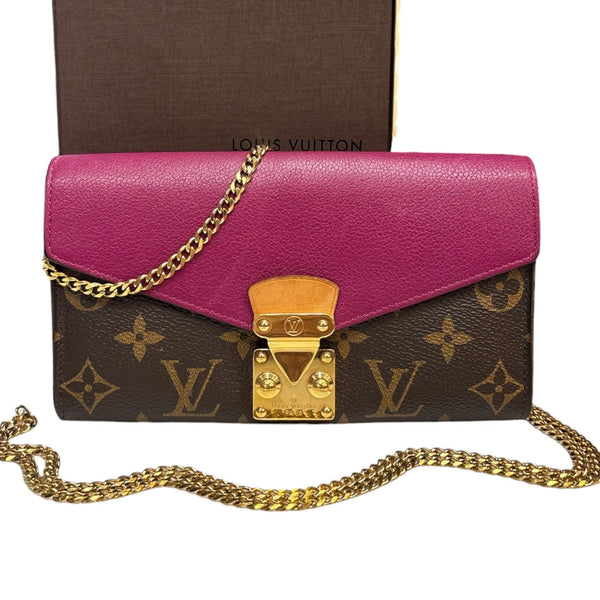 LOUIS VUITTON Raspberry Monogram Portefeuille Pallas Wallet with Chain Louis Vuitton