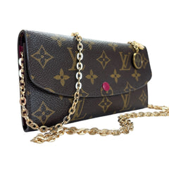 LOUIS VUITTON Monogram/Magenta Emilie Wallet with Added Chain Louis Vuitton