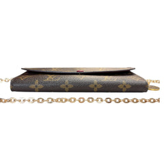 LOUIS VUITTON Monogram/Magenta Emilie Wallet with Added Chain Louis Vuitton