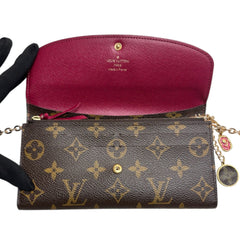 LOUIS VUITTON Monogram/Magenta Emilie Wallet with Added Chain Louis Vuitton