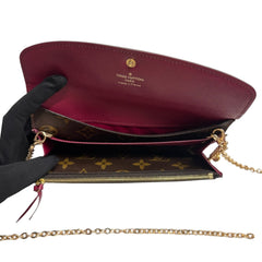LOUIS VUITTON Monogram/Magenta Emilie Wallet with Added Chain Louis Vuitton