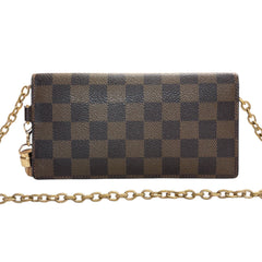 LOUIS VUITTON Damier Ebene Accordion Wallet with Chain and Charm Louis Vuitton