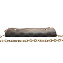 LOUIS VUITTON Damier Ebene Accordion Wallet with Chain and Charm Louis Vuitton