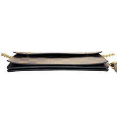 LOUIS VUITTON Damier Ebene Accordion Wallet with Chain and Charm Louis Vuitton