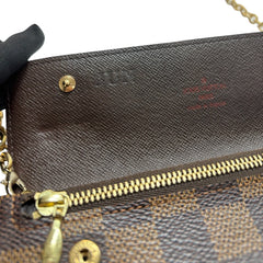 LOUIS VUITTON Damier Ebene Accordion Wallet with Chain and Charm Louis Vuitton