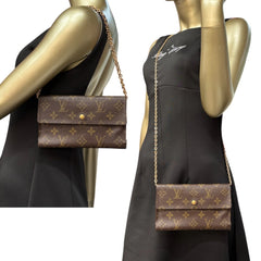 LOUIS VUITTON Monogram Malletier Wallet with Chain Louis Vuitton