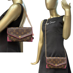 LOUIS VUITTON Magenta Monogram Retro Sarah Wallet with added Chain/Charm Louis Vuitton