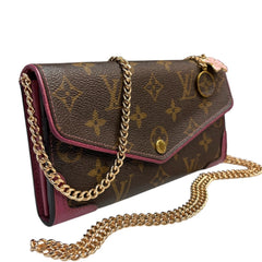 LOUIS VUITTON Magenta Monogram Retro Sarah Wallet with added Chain/Charm Louis Vuitton