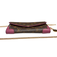LOUIS VUITTON Magenta Monogram Retro Sarah Wallet with added Chain/Charm Louis Vuitton