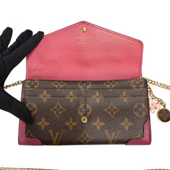 LOUIS VUITTON Magenta Monogram Retro Sarah Wallet with added Chain/Charm Louis Vuitton