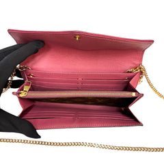 LOUIS VUITTON Magenta Monogram Retro Sarah Wallet with added Chain/Charm Louis Vuitton