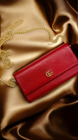 CHANEL Gold Long Flap Wallet with Added Chain Louis Vuitton