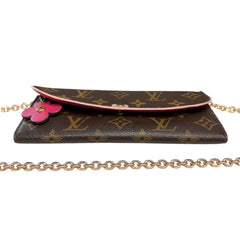 LOUIS VUITTON Flower Monogram Emilie Wallet with Chain Louis Vuitton