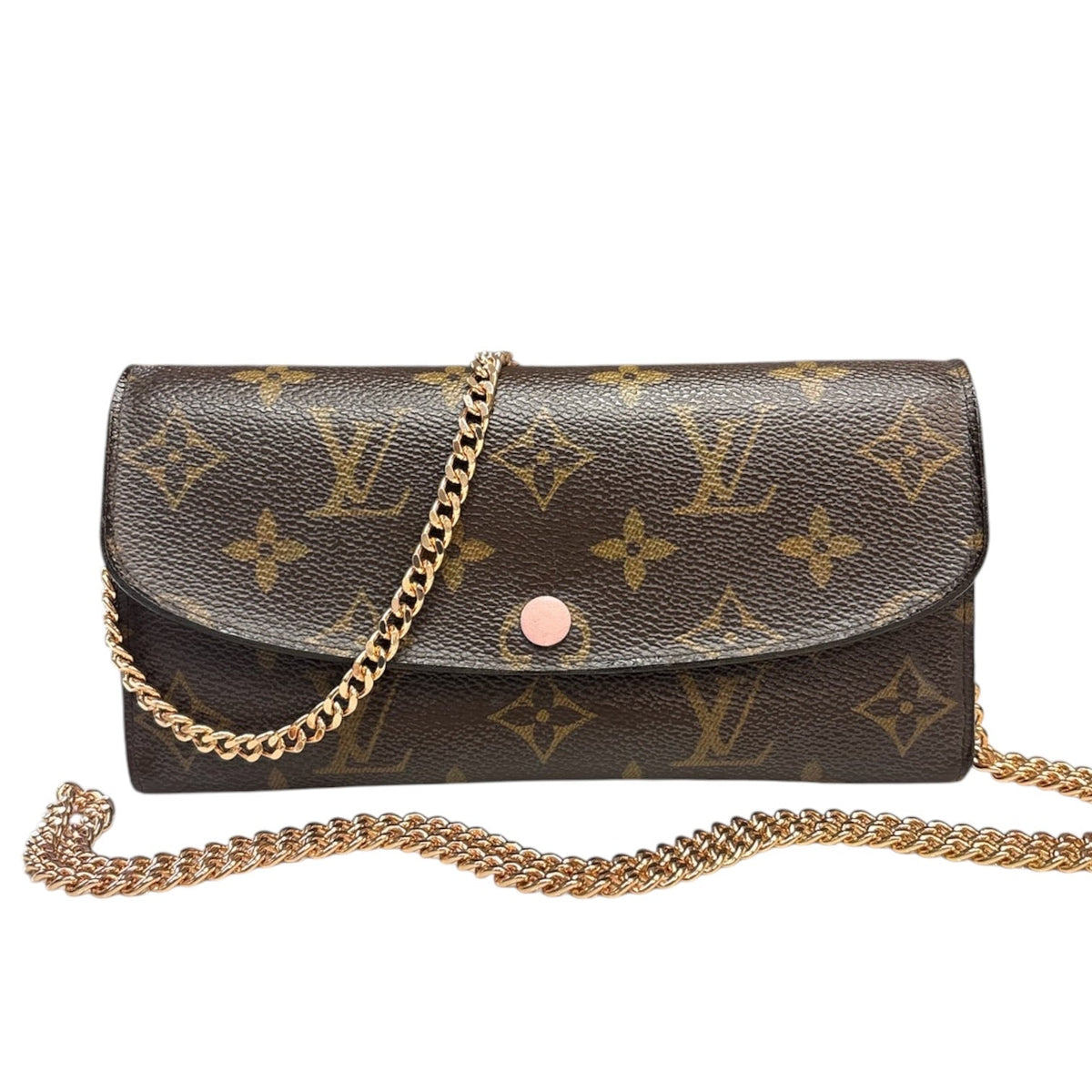 LOUIS VUITTON Monogram/Rose Ballerine Emilie Wallet with Added Chain Louis Vuitton