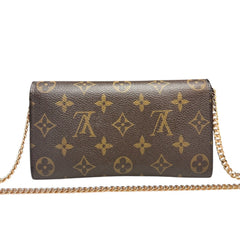 LOUIS VUITTON Monogram/Rose Ballerine Emilie Wallet with Added Chain Louis Vuitton