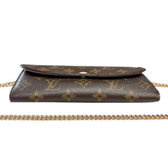 LOUIS VUITTON Monogram/Rose Ballerine Emilie Wallet with Added Chain Louis Vuitton