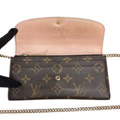 LOUIS VUITTON Monogram/Rose Ballerine Emilie Wallet with Added Chain Louis Vuitton