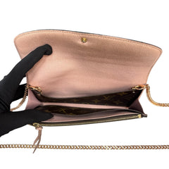 LOUIS VUITTON Monogram/Rose Ballerine Emilie Wallet with Added Chain Louis Vuitton