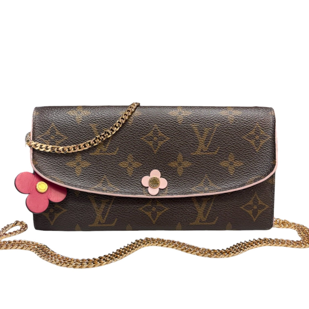 LOUIS VUITTON Flower Monogram Emilie Wallet with Chain Louis Vuitton
