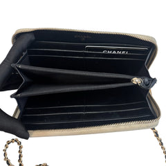 CHANEL Black/Gold Caviar Leather Zip Wallet Chanel