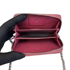 CHANEL Mulberry Camellia Lambskin Compact Zip Wallet Chanel