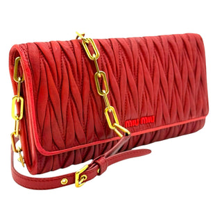 Matelassé Chain Wallet – Red Lambskin with Gold Hardware MIU MIU