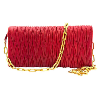 Matelassé Chain Wallet – Red Lambskin with Gold Hardware MIU MIU