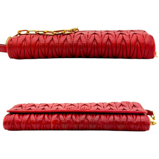 Matelassé Chain Wallet – Red Lambskin with Gold Hardware MIU MIU