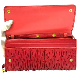 Matelassé Chain Wallet – Red Lambskin with Gold Hardware MIU MIU