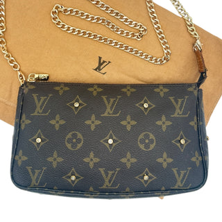 Custom LOUIS VUITTON Monogram Pochette Accessoires with Added Unbranded Chain Louis Vuitton