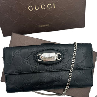 GUCCI Guccissima Leather Wallet with Chain Gucci