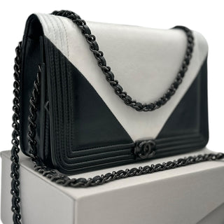 CHANEL Lambskin Tuxedo Boy Original Wallet on Chain Chanel