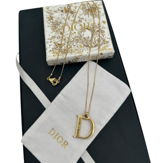 Repurposed CHRISTIAN DIOR Gold D Logo Charm Necklace Dior