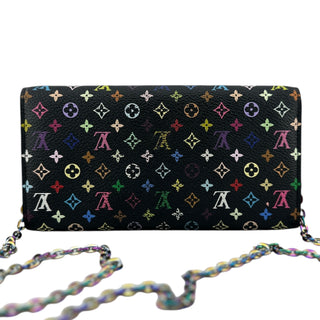 LOUIS VUITTON Black Multicolor Monogram Sarah Wallet with added Chain Louis Vuitton