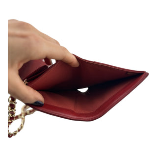 CHANEL Red Lambskin Classic Flap Wallet Chanel