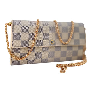 LOUIS VUITTON Damier Azur Sarah Wallet with Chain Louis Vuitton