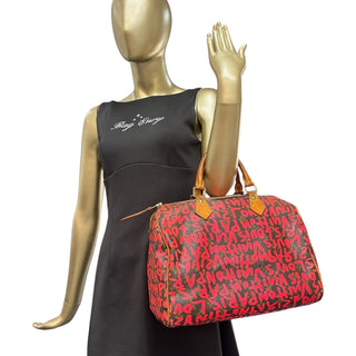 LOUIS VUITTON Red Stephen Sprouse Monogram Graffita Speedy 30 Louis Vuitton
