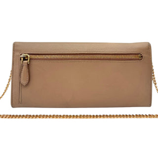 PRADA Beige Cammeo Saffiano Leather Wallet with Chain Prada