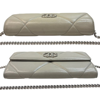CHANEL Grey Leather Compact 19 Wallet Chanel