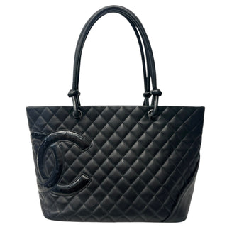 CHANEL Black Lambskin Cambon Tote Chanel
