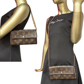 LOUIS VUITTON Monogram Sarah Wallet with added Crossbody Chain/Charm Louis Vuitton