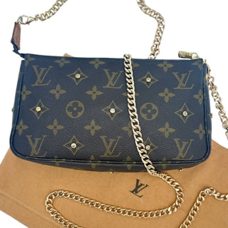 Custom LOUIS VUITTON Monogram Pochette Accessoires with Added Unbranded Chain Louis Vuitton