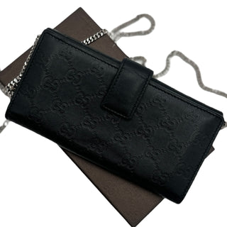 GUCCI Guccissima Leather Wallet with Chain Gucci