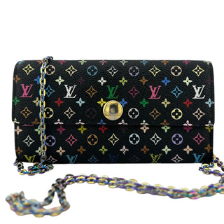 LOUIS VUITTON Black Multicolor Monogram Sarah Wallet with added Chain Louis Vuitton