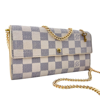 LOUIS VUITTON Damier Azur Sarah Wallet with Chain Louis Vuitton