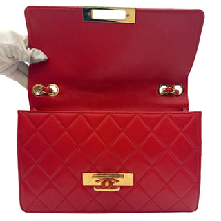 CHANEL Red Lambskin Golden Class Flap Chain Bag Chanel