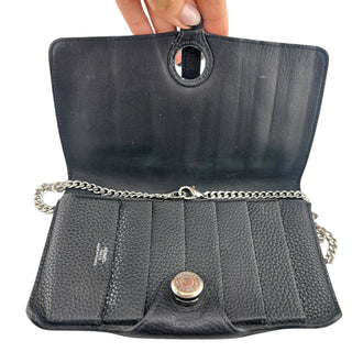 HERMES Black Clemence Dogon Wallet with Unbranded Silver Chain Hermes