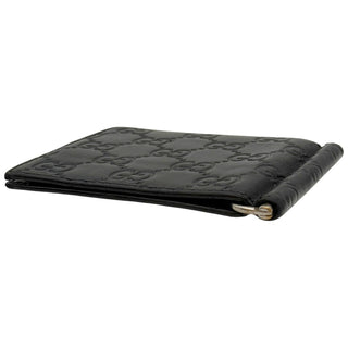 GUCCI Black Leather Guccisima Bifold Wallet/Money Clip Gucci