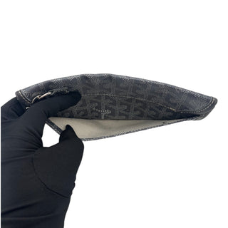 GOYARD Gray Goyardine Pouch with added Silver Wrist Chain Goyard