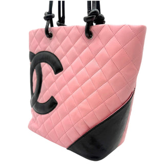 CHANEL Pink Lambskin Cambon Tote Chanel
